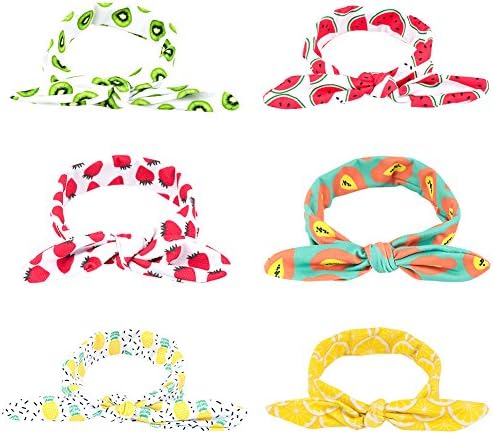 Baby Girl Hair Hoops Headbands, Kaoriatoty Solid Bunny Ears, Multicolor Bow Head Wrap Elastic Hair Bands for Newborn Toddler Kid, Baby Hair Accessories, Perfect Baby Gifts (A-Fruit Print)