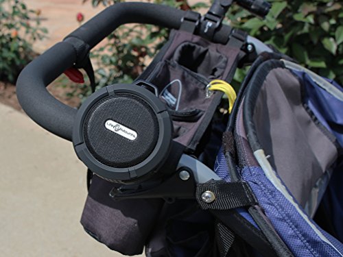 Life Mounts Bluetooth Stroller Speaker with Universal Flex Mount - Hands-Free Music - Fits All Brands (Black)