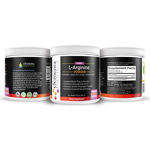 Elementa Essential LArginine Powder 10.6oz (300g) Pure AAKG Supplement Nitric Oxide Booster