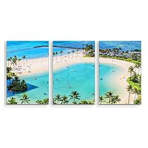 3 Piece Canvas Wall Art Beach Palm...