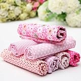 KINGSO 7PCS Cotton Fabric Bundles Quilting Sewing Pattern DIY Craft 19.7x19.7inch Pink