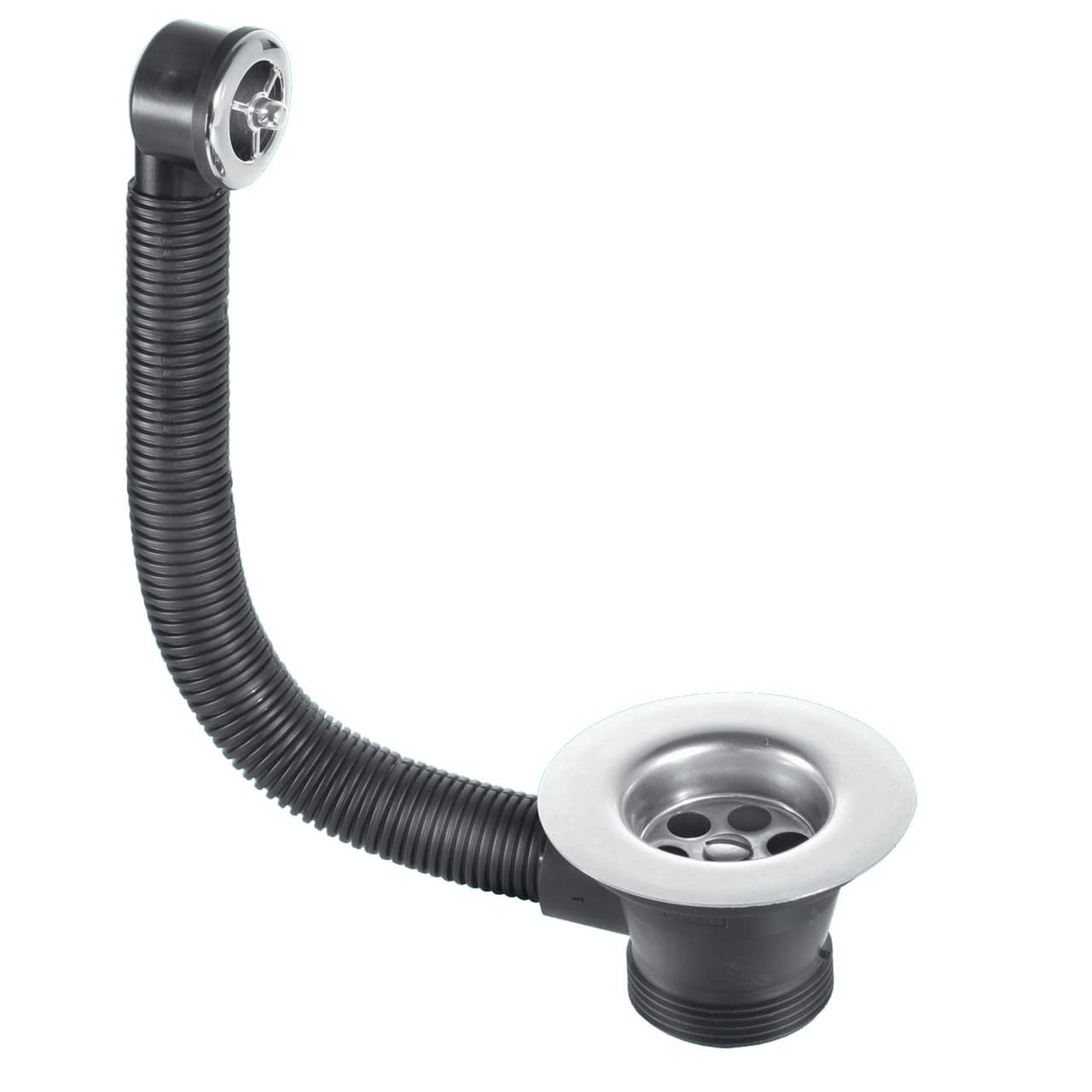 Mcalpine Fsw2Pc Sink Combined Waste and Overflow, Chrome Plated Overflow Grid, Black, Chrome