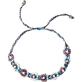 SHINUS BOHO Beaded Charm Braided Bracelets for Women Men, Cute Handmade Beads Adjustable Beige Rope String Lucky Bracelet Friendship Holiday Jewelry Gift