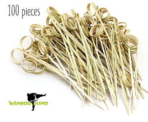 4" Cocktail Picks | Bamboo Sticks | Wooden Skewers| Fancy Toothpicks for Appetizers. Food Picks and Wood Cocktail Skewers . Party Supplies for Wedding Events, Thanksgiving, Christmas and Holidays