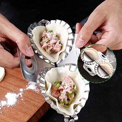 Stainless Steel Dumpling Maker Fast Double Dumpling Mold with Wonton Ravioli Dumpling Wrapper Dough Presser Pelmeni Jiaozi Kitchen Gadget Tool Lager Size 3.35 Inch