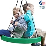 Super Spinner Swing, FUN 27" Safe Solid Seat. Swing Set or Tree. Holds 200 lbs. Includes a 10 ft. Tree Swing Hanging Kit, Fully Assembled. (Toy)