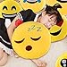 VicLabs New Fashionable Cute Smiley Emoticon Emoji Pillow for Kids and Young Ladies (Dia 12.5 Inch, Lady Nerd Round Yellow Cushion)