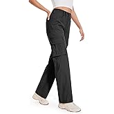 Moosehill Womens Hiking Pants Lightweight: Quick Dry Water Resistant High Waisted Cargo Pants 7 Pockets for Travel Casual