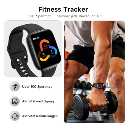 Women's Smartwatch, AMOLED 1.85 Inch Smart Watch for iPhone/Samsung/Android (Phone Function), Fitness Tracker with Integrated Alexa, 110 Sports Modes, IP68 Waterproof, Heart Rate Monitor, Sleep
