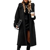 Women's Winter Sherpa Fur Coat - Warm Hooded Faux Fur Cardigan Coat with Pockets and Buttons for Everyday Wear and Traveling