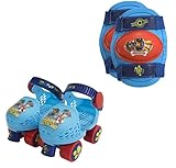 PlayWheels PAW Patrol Roller Skates with Knee Pads, Blue/Red Junior Size 6-12