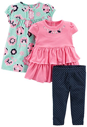 Simple Joys by Carter’s Girls’ 3-Piece Playwear Set, Pink/Blue, 3-6 Months