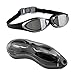 Swim Goggles, EveShine Mirrored Swimming Goggles with Anti-Fog Crystal Clear Lenses, Watertight Comfortable Fit Swim Glass for Adult Children Men Women And Kids - Black