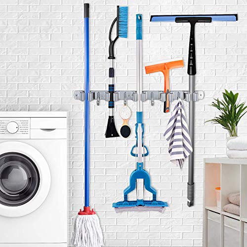 Saxhorn Broom Holder Wall Mount, Mop Holder Organizer Wall Mounted