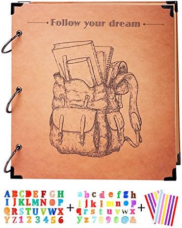 SICOHOME Scrapbook Ablum,10 1/2"x10"Brown School Scrapbook Album