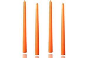 KANDELO 10 inch Orange Taper Candles-Set of 4 Tapered Candle, Tall Candlesticks,Home Dinner Candle, Party, Wedding, Halloween, Christmas Candles (9.9 inch, Orange)