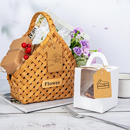 HAKACC Braune Packpapier-Etiketten, 120 Stücke geprägte Herzen-Papier-Etiketten Konvexes Liebe-Schild Gehangene Handwerk-Etiketten für Valentinstag Geschenkpapier