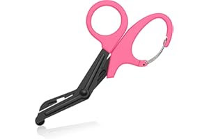 IMKRC Bandage Shears Scissors EMT and Trauma Shears, Bent Stealth Black Coated for Nurses, Students, Emergency Room (15cm, Pink)