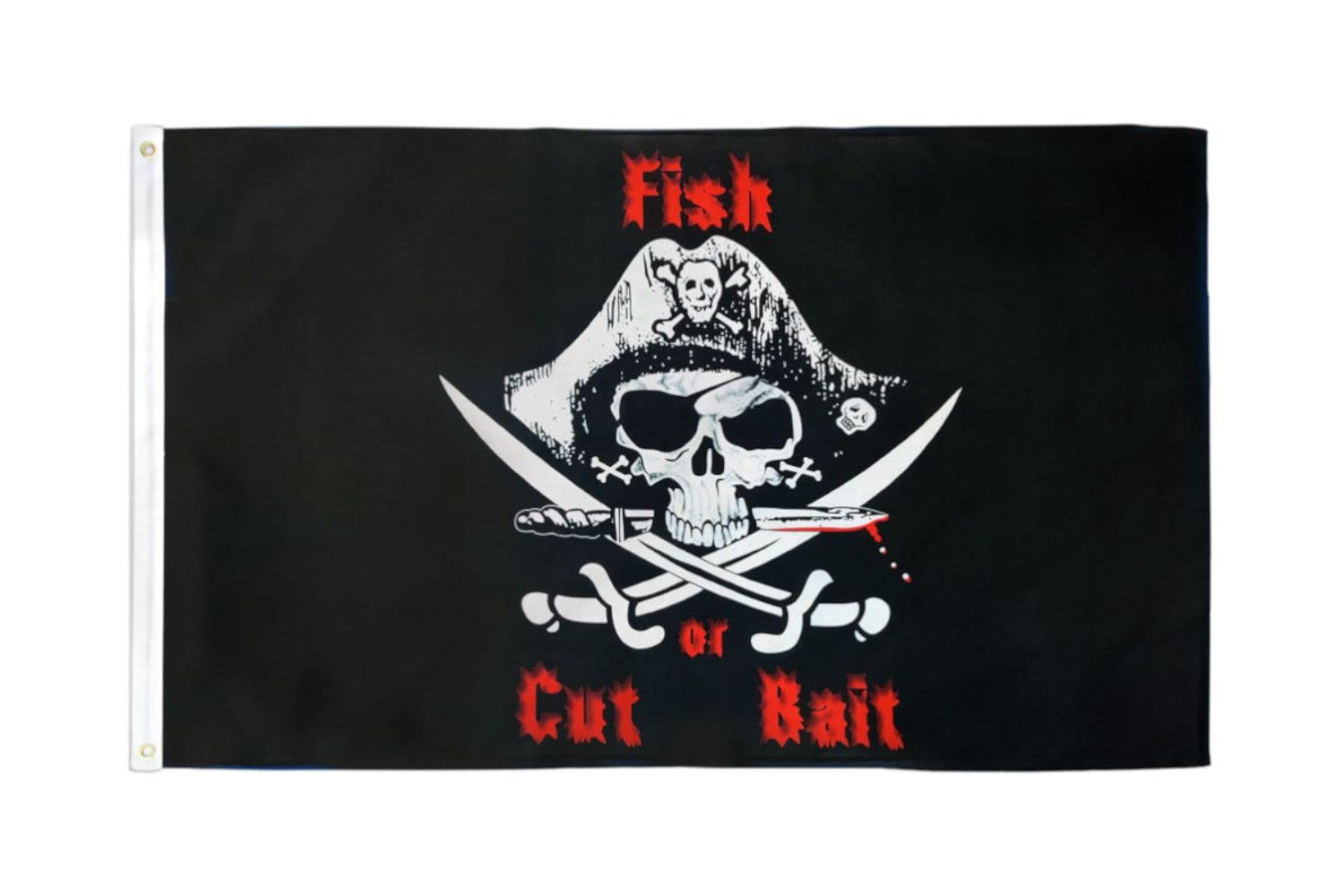 AZ FLAG - Fish Or Cut Bait Pirate Flag - 3x5 Ft - 100D Polyester Skull Pirates Banner with Two Metal Grommets - Fade Resistant - Vivid Colors - 3' x 5' Feet - 150x90 Cm