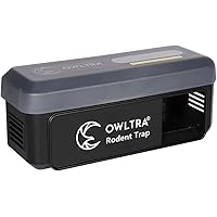 OWLTRA OW-7 Indoor/Outdoor Electric Rodent Trap, Instant Kill Mouse & Rat Trap with Waterproof Cover, Sound & Light Alarm, Ba
