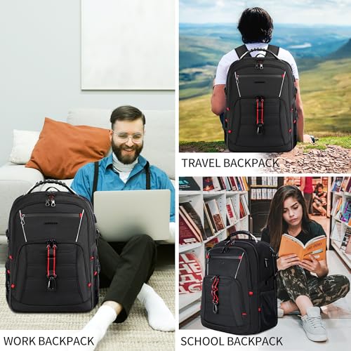 KROSER Large Men's Backpack, 17.3-18.4 Inches XXXL, Laptop Backpack with Pockets RFID Port and Waterproof Portable for Travel/University/Business/College/Men/Women Laptop Backpack