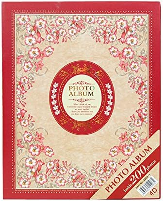 Ksmxos Frame Cover Wedding Photo Album 200 Pockets Hold 4.5x6 Photos Red