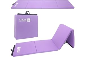 MODERN-DEPO Foldable 10'x4'x2"/ 8'x4'x2"/ 8'x2'x2" Gymnastics Mat with 4 Panels, Handle, Hook Loop, Waterproof Cover, 100% EPE Core, Tumbling Mat for Home Aerobics Yoga