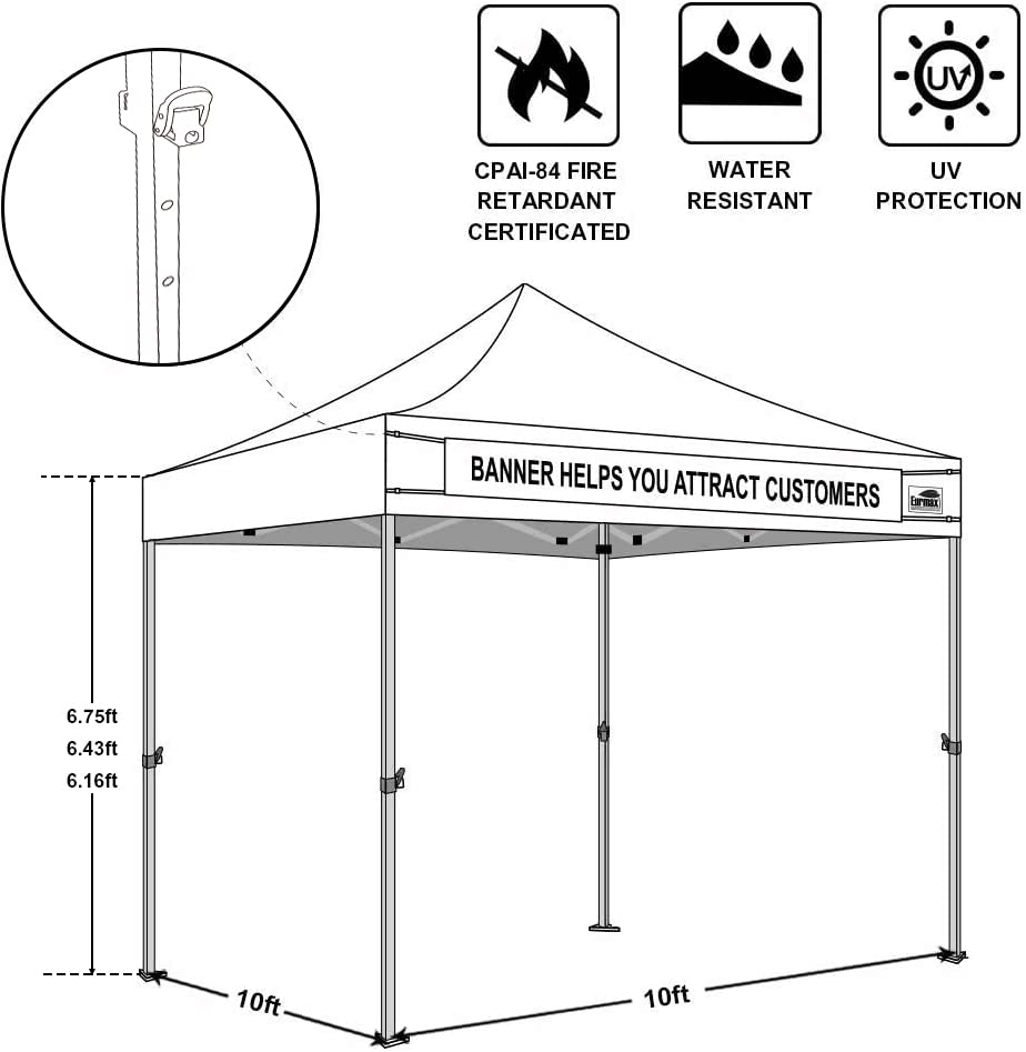 Eurmax USA Smart Durable Pop up Canopy Tent with 1 Sidewall 10'x10