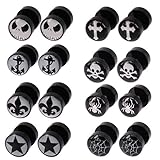 Aprilsky 8 Paris Acrylic Cheaters Plugs Barbell Screw Back Dumbbell Fake Faus Illusion Tunner Stud Earrings Set