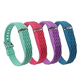 Cute Replacement Wristband Bracelet Strap/ Wireless Activity and Sleep Tracker Accessory Textured Bands Pack with Watchband Style Buckle For Fitbit Flex, One Size, Blue/ Purple/ Red/ Teal