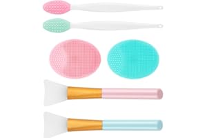 2pcs Exfoliating Lip Brush + 2pcs Cleansing Brush + 2pcs Face Mask Brush, Silicone Facial Scrubber Tool for Blackhead Removal