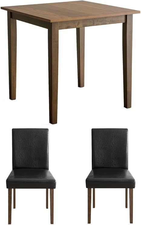 Amazon エア リゾーム ダイニングテーブルセット 2人用 おしゃれ 北欧 ウッドダイニング West ウエスト 75cm幅 3点セット テーブル ブラウン チェア ブラック レザー ダイニングセット オンライン通販