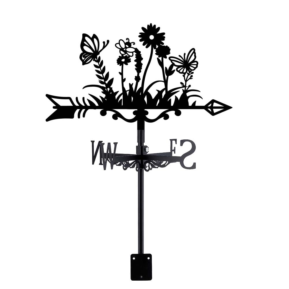 SUPERDANT Flower Weather Vane Butterfly Weathervanes Flower Bush Wind Vanes Weather Vane for the Garden Wind Direction Indicator for Roof Yard Outdoor Farm Barn Sheds Garden Patio Decoration