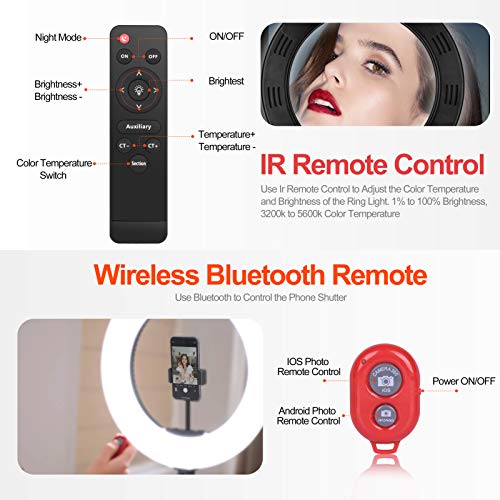 EMART 12 inch LED Ring Light with Tripod Stand & Phone Holder, Dimmable Camera Ringlight for