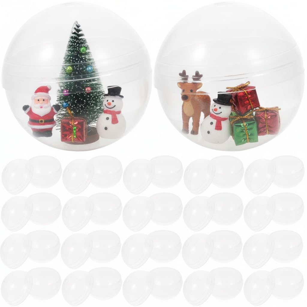 50PCS Empty Round Capsules,1.97 Inch Mini Fillable Plastic Balls Gumball Vending Capsules DIY Prize Container for Christmas Birthday Easter Classroom Activities
