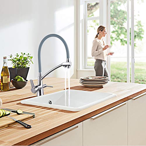 GAPPO Pull Out Kitchen Faucet with Lead Free Drink Water Filter Function Brushed Nickel - Thumbnail 5