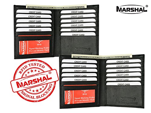 2 RFID Blocking Leather Wallets for Men - Excellent Travel Bifold - Credit Card Protector - RFID Blocking Hipster Wallets for Man (Black)