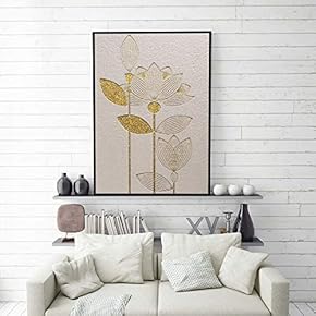 Framed Canvas Home Artwork Decoration Golden Abstract Style Canvas Wall Art for Living Room, Bedroom - 16x24 inches