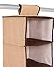 Internet's Best Hanging Closet Organizer - 6 Shelf - Clothing Sweaters Shoes Accessories Storage - Brown - College Dorm Kids Room Essential - Beige