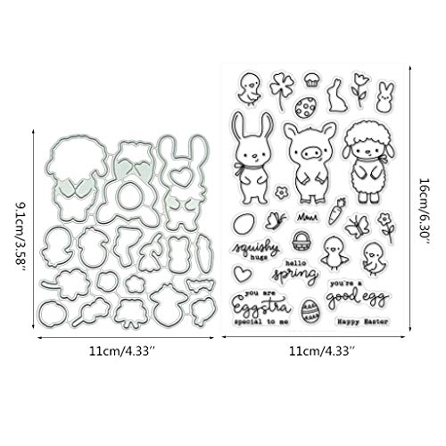 Pig Sheep Silicone Clear Stamp with Cutting Dies Stencil Set DIY Scrapbooking Embossing Photo Album Decorative Paper Card Craft Art Handmade
