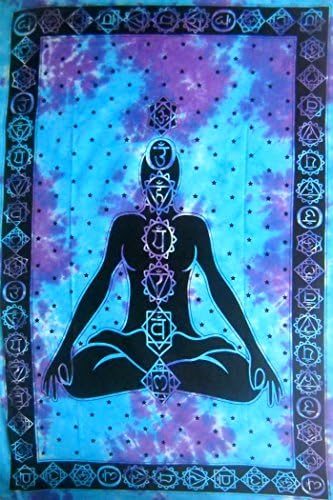 Seven Chakras Spiritual Meditation Yoga Hippie Wall Hanging Wall Tapestry : 52"x78" Inches
