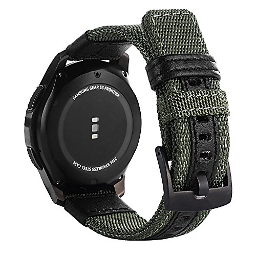 Leagway Watch Band For Samsung Gear S3, 22mm Nylon Replacement Sport Strap Wristband Bracelet for Samsung Gear S3 Classic/ Gear S3 Frontier Smart Watch, Gear 2 R380, Moto 360 2nd Gen 46mm (Army Green)