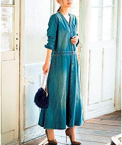 Amazon ラナン Ranan ロング丈デニムワンピース ブルー 5l ワンピース チュニック 通販