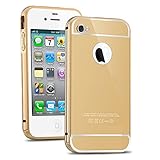 iPhone 5C Case, Silverback(TM) Luxury Metal Air Aluminum Bumper Detachable + Mirror Hard Back Case 2 in 1 Cover Ultra-Thin Frame for Apple iPhone 5C -Gold