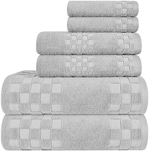 Diaojia Bath Towels 100 Cotton Bath Towel Sets 6 Piece Towels Set Absorbent Soft And Fluffy Including 2 Bath Towel 27 X 55 2 Hand Towel 13 X 29 And 2 Wash Cloth 13 X