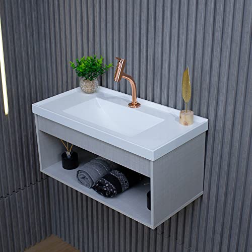 RIVERZZA Gabinete Armario para Banheiro 100% MDF com Cuba - Livorno Lineo 60cm