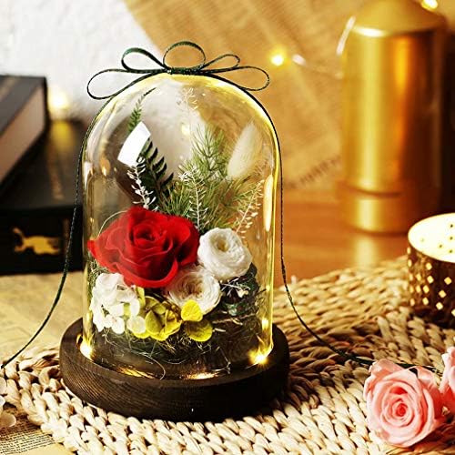 プリザーブドフラワー ギフト ガラスポット ラッピング済み 枯れない花 暗くなると光る 本物のバラ 手作り保存花 永遠の花 Ledライト付き メッセージカード付き 彼女への最高の贈り物 母の日 女性 娘 恋人 妻 同僚 彼女 友達 祖母 歓送迎 記念日 結婚祝い Sathiyo