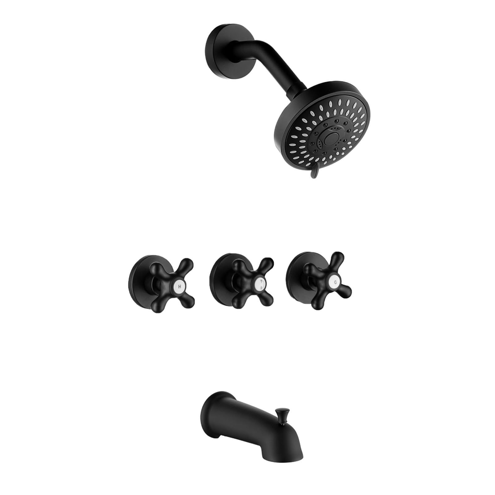 Photo 1 of BEIYI 3 Handle Shower Faucet Set with Tub Spout Matte Black Tub and Shower Trim Kit Bathtub Shower Faucets Completes Three Knod