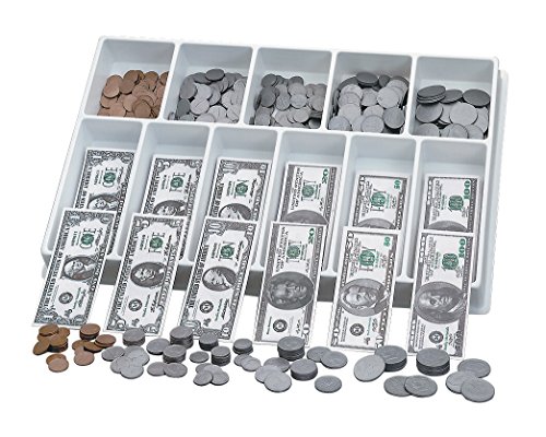 School Smart Money Kit, Bills and Coins with 12 Compartment Plastic Tray, Grades K-4