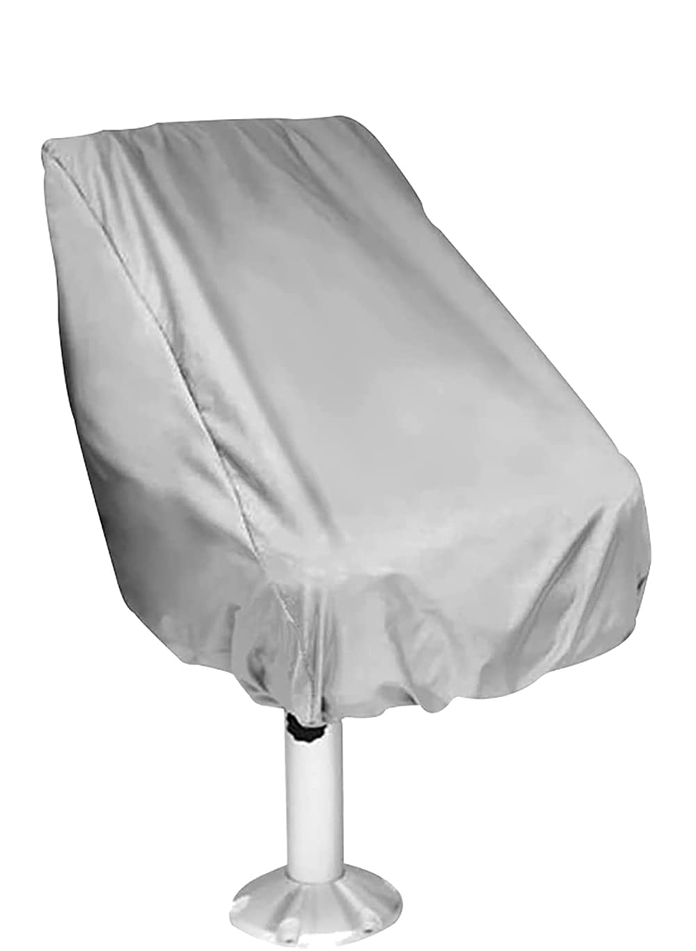 Boat Seat Cover COOSOO Heavy Duty Oxford Fabric Helm Chair Protective Cover Outdoor Waterproof Rainproof Captain Boat Bench Chair Seat Cover Boat Accessories for Fishing Boating Silver, 22x24x25 inch